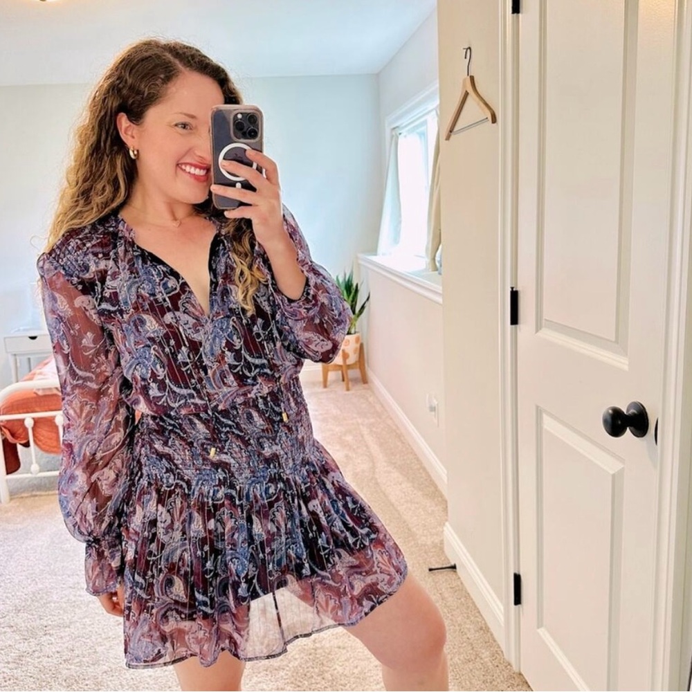 Anthropologie Bishop + Young Blue Floral Mini Dress Small